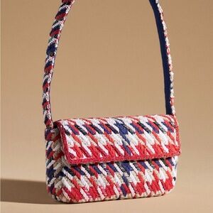 Anthropologie Braided Shoulder Bag in Red, Navy & White